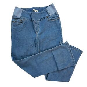 Woman Within Light Wash Elastic Side Waist Stretch Pull On Jeans Size 12W